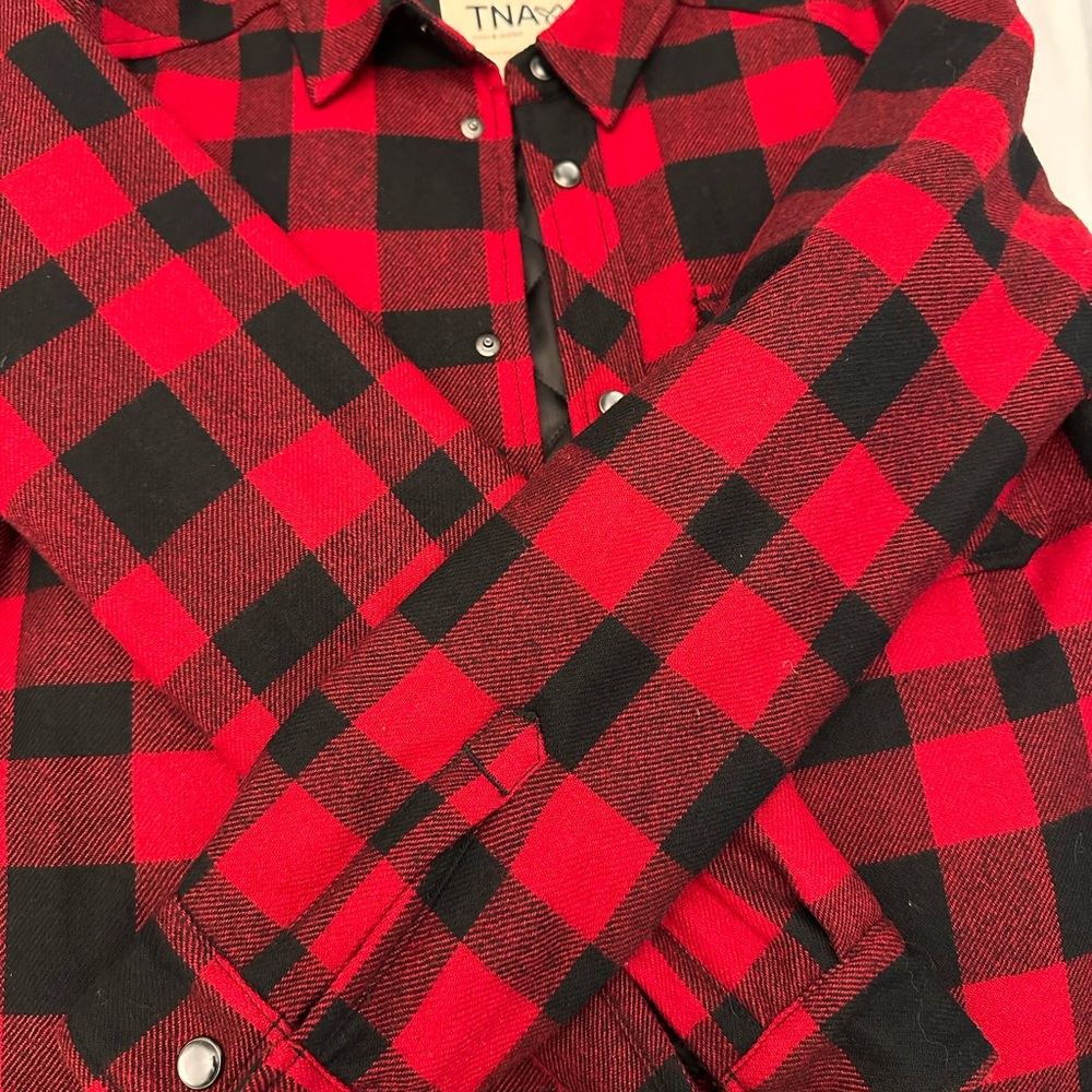 T N A Plaid  women’s jacket red and black size XS
